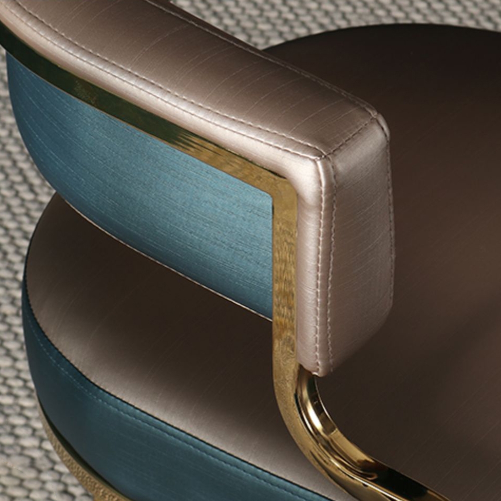 Modern Side Chair with Metal Base PU Leather Upholstered Armchair Brown Accent Chair window image