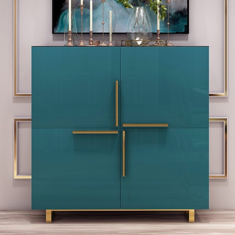 47" Green Sideboard Buffet 4 Doors Accent Cabinet with Storage Shelves Gold Stainless Steel window image