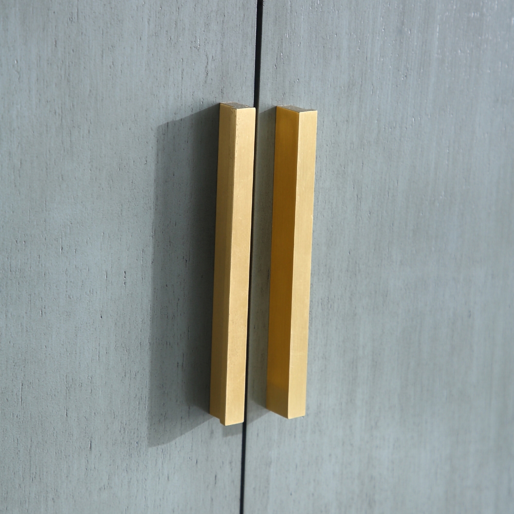 1194mm Grey Vintage Storage Cabinet with 3 Doors & 3 Drawers & 4 Shelves in Gold Finish window image