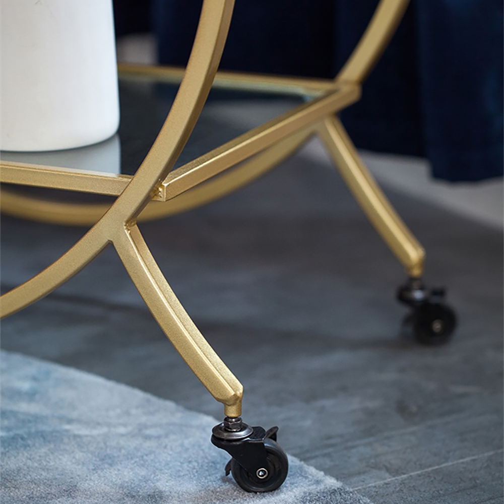 800mm Modern 2-Tier Utility Cart with Wheel Gold window image