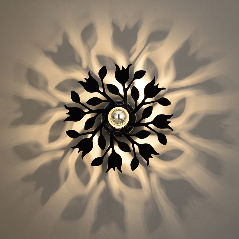 Bloom Indoor Wall Sconce 1 Light with Natural Shadow Black-Small window image