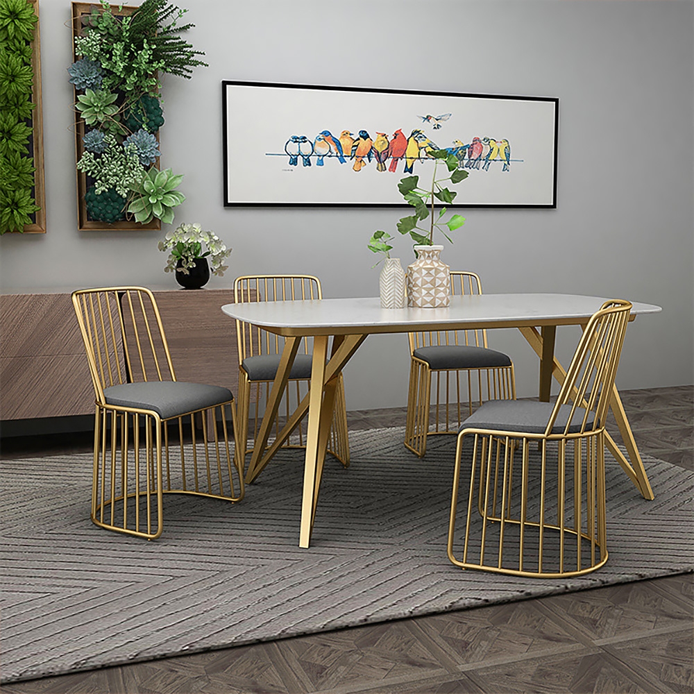 Modern Gold Dining Chair Grey Upholstered Dining Chair Velvet Dining Chair Set of 2 window image