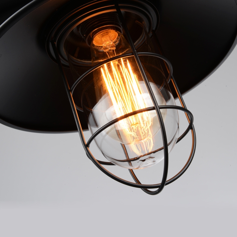 Avian Industrial Loft Single-Light Black Metal Pendant Light with Clear Glass Shade window image