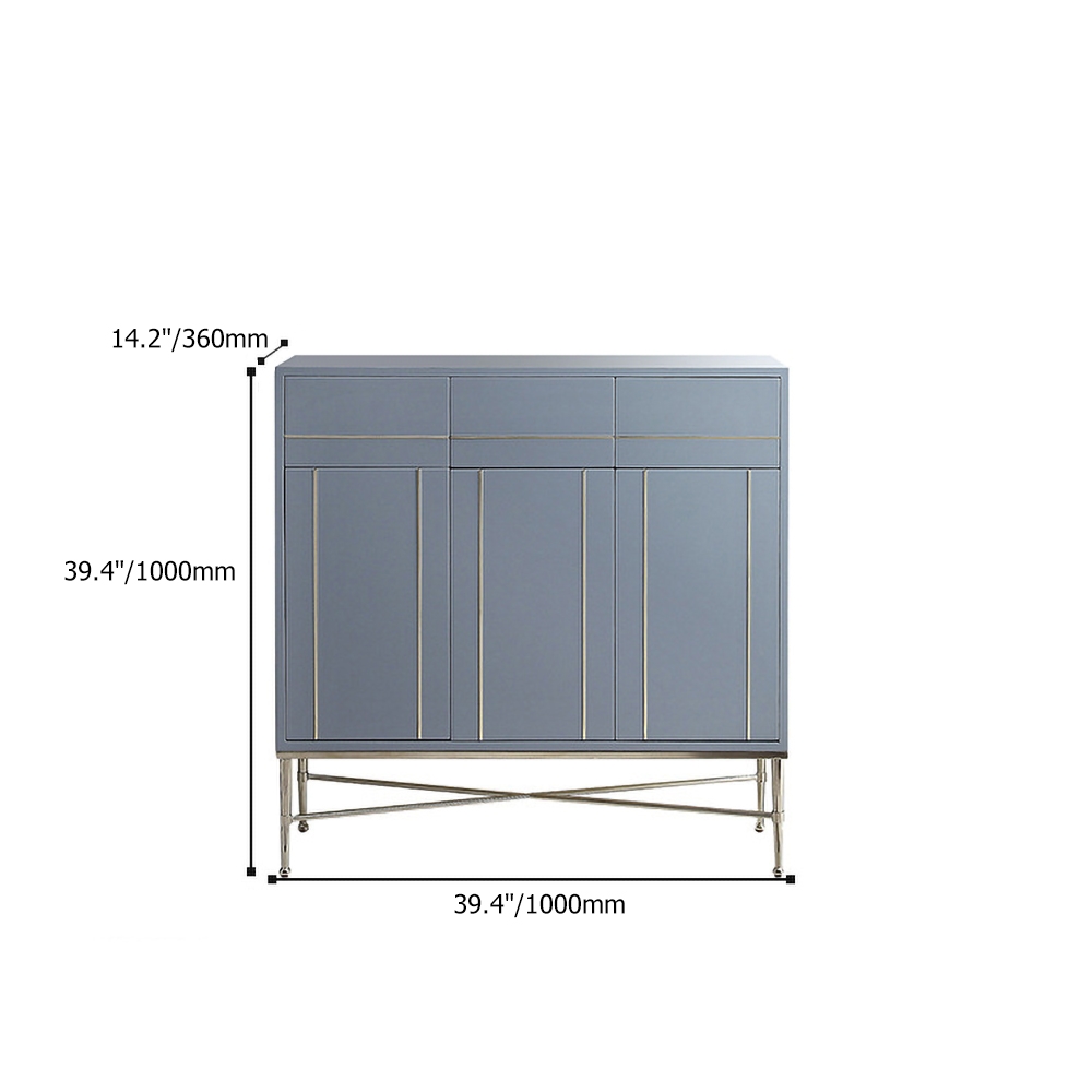 Modern Blue Cabinet Rectangular Sideboard Buffet with Doors & Shelves & Drawers in Gold window image