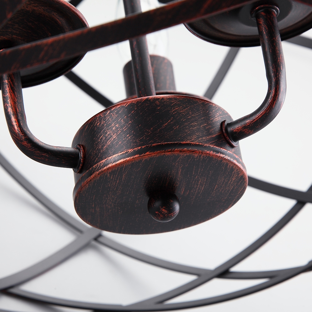 Industriële Loft Geometrische 3-licht Globe kroonluchter Antieke koperen kaars stijl kroonluchter Vensterafbeelding