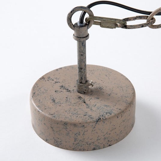 Vintage retro 3-licht wit gewassen oude houten kralen hanglamp rustieke smeedijzeren band in bruin Vensterafbeelding