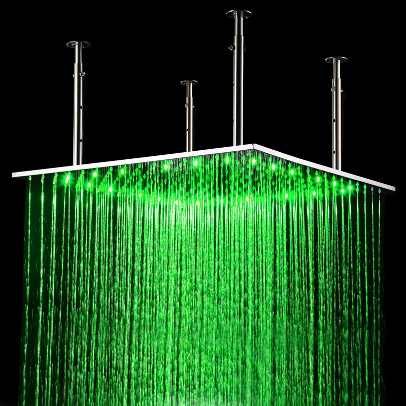 24" Modern LED Stainless Steel Ceiling Square Rain Shower Head in ...
