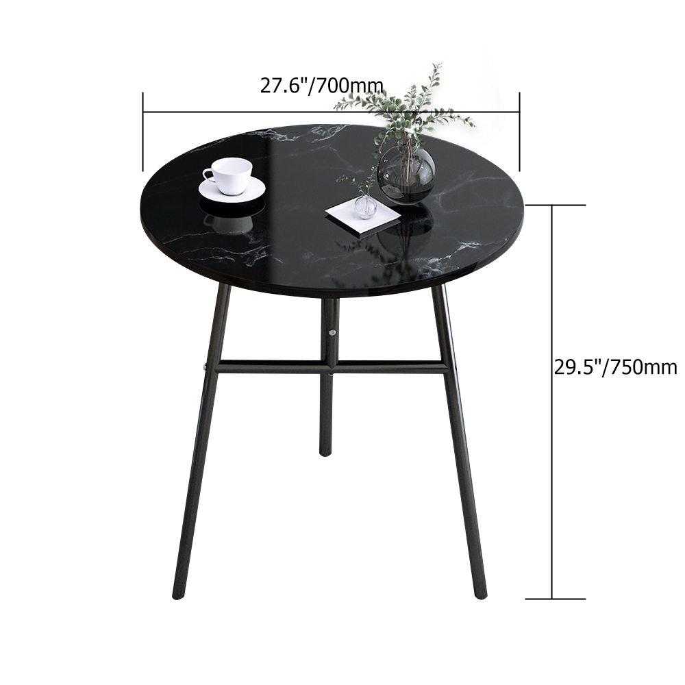 Modern Round Bar Table with Metal Legs Pub Table in Black window image