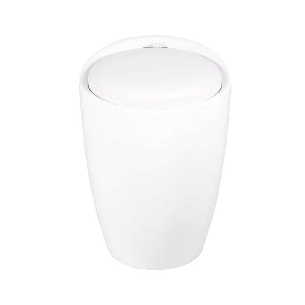 White Multi-functional ABS Storage Ottoman Leather Upholstered Stool Footrest window image