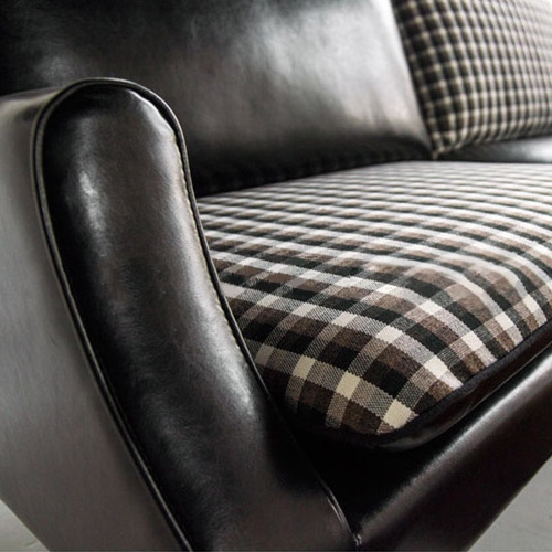 Contemporary Black Faux Leather Sofa Upholstered 3-Seat Sofa Hardwood Frame Foam Filled window image