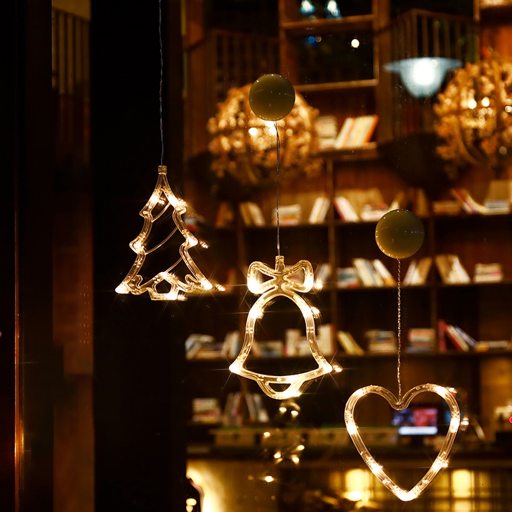 White Christmas Themed Window Lights Set of 6 Battery Powered LED Christmas Decoration window image