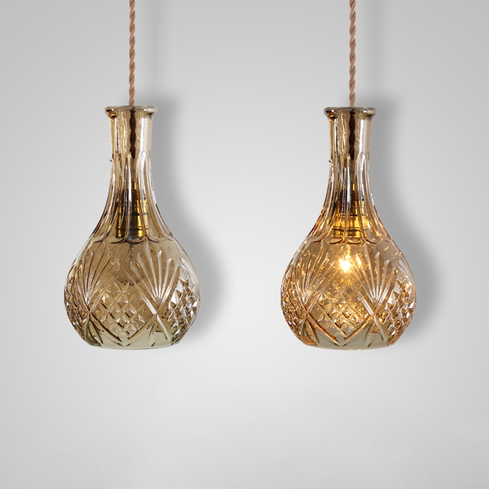 Gloria Vintage Decanter Amber Bottle Pendant Light with Adjustable Cable window image