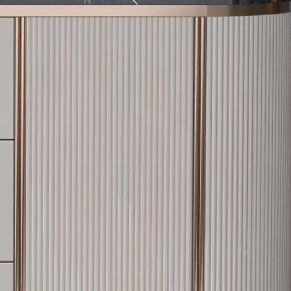 55" Modern Sideboard Buffet Black Faux Marble Top with Doors & Drawers Gold Finish window image