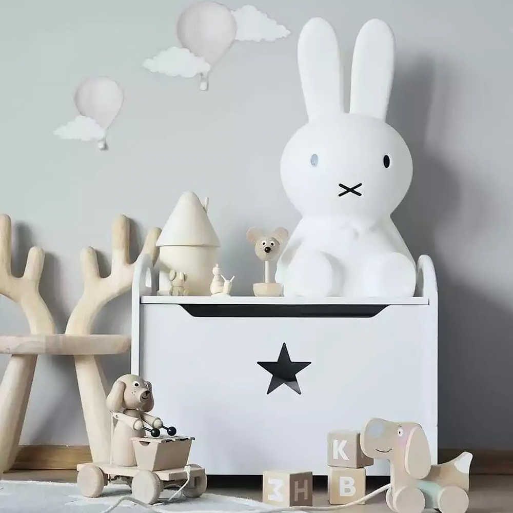 White Kids Storage Box for Toys Modern Storage Bench window image