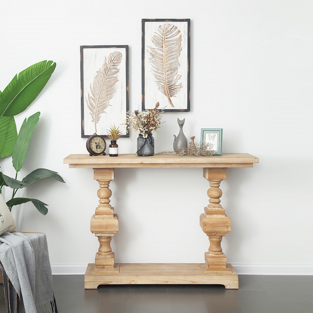 47.2" Rustic Narrow Console Table with Storage Wooden Entryway Table window image