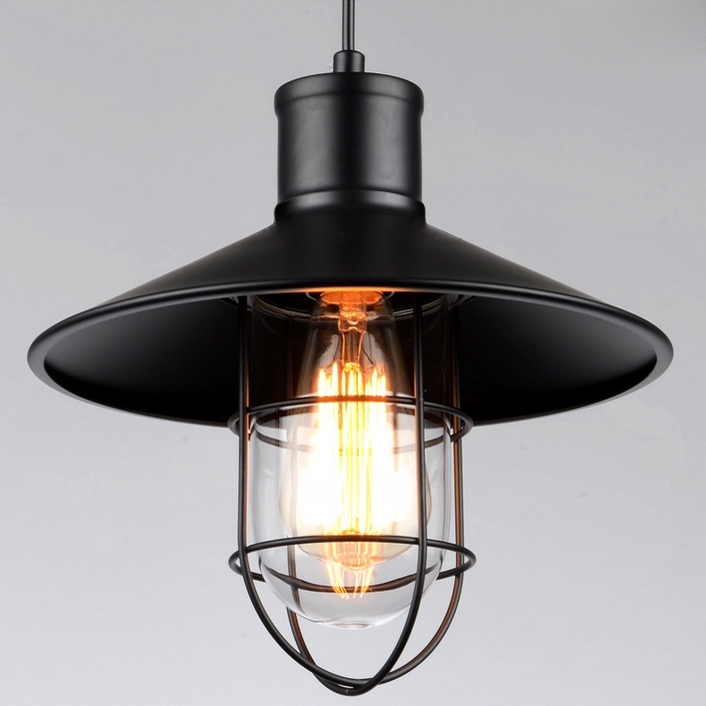 Avian Industrial Loft Single-Light Black Metal Pendant Light with Clear Glass Shade window image