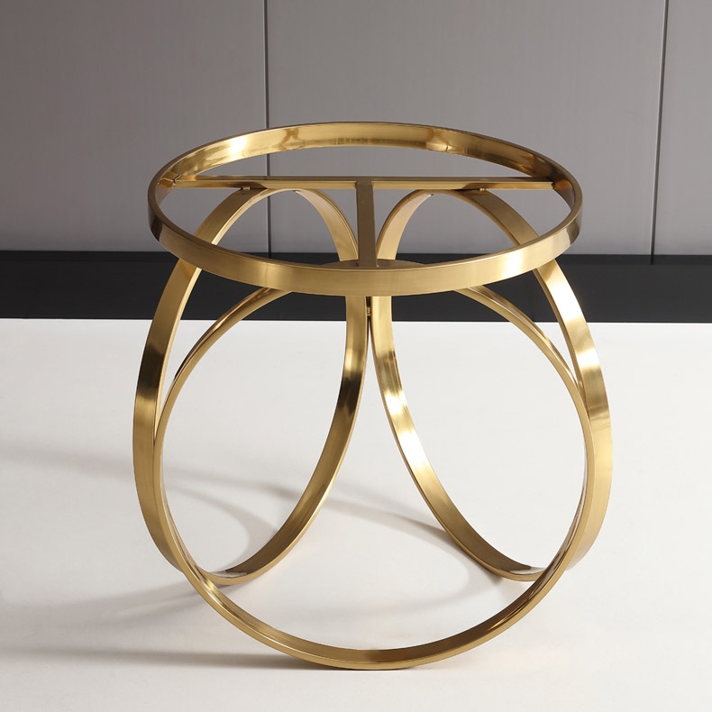 Marble End Table Modern Faux Marble Round Side Table Gold Stainless Steel window image