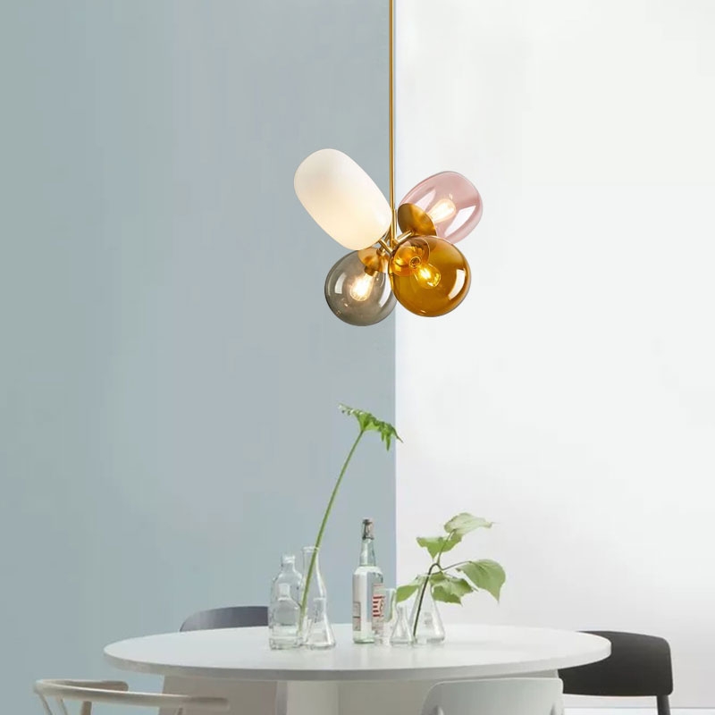 Modern Lovely 4-Light Chandelier Colourful Glass Pendant Light for Girls Room window image