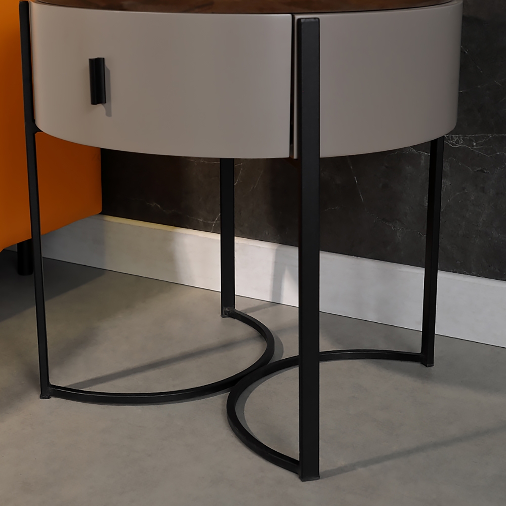 Modern Nightstand Grey Nightstand with Drawer Nightstand with Black Frame window image