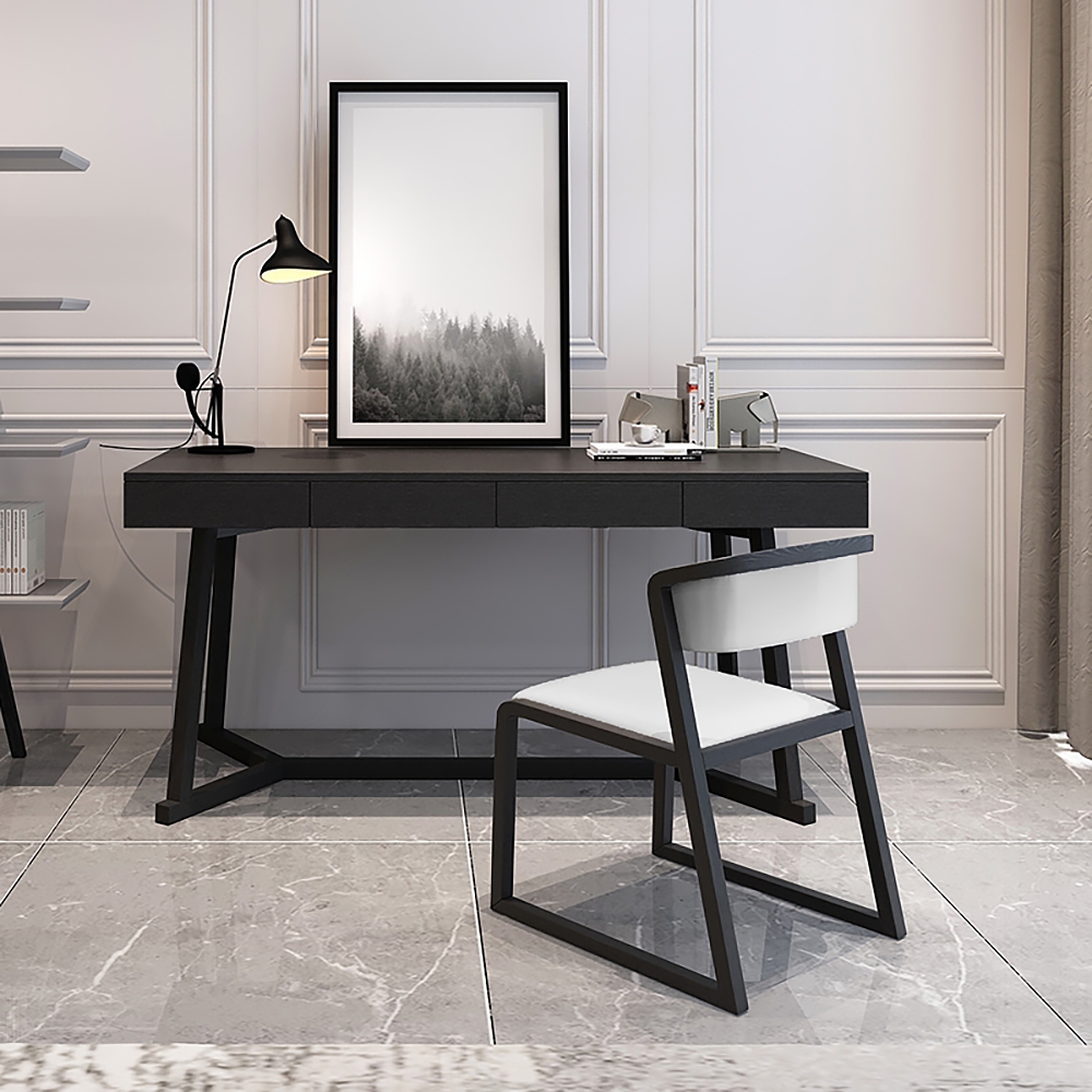 63" Black Rectangular Writing Desk Modern Computer Desk MDF window image