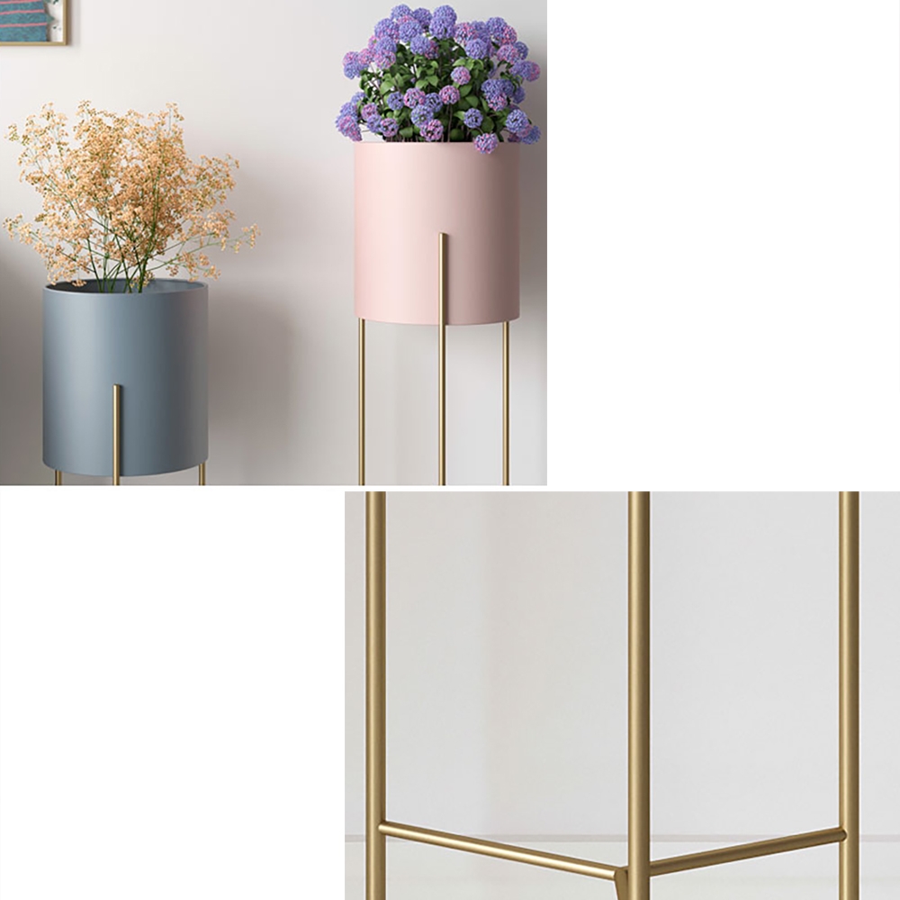 23.6" &29.9" Modern Pink Metal 2 Piece Plant Pots Set window image