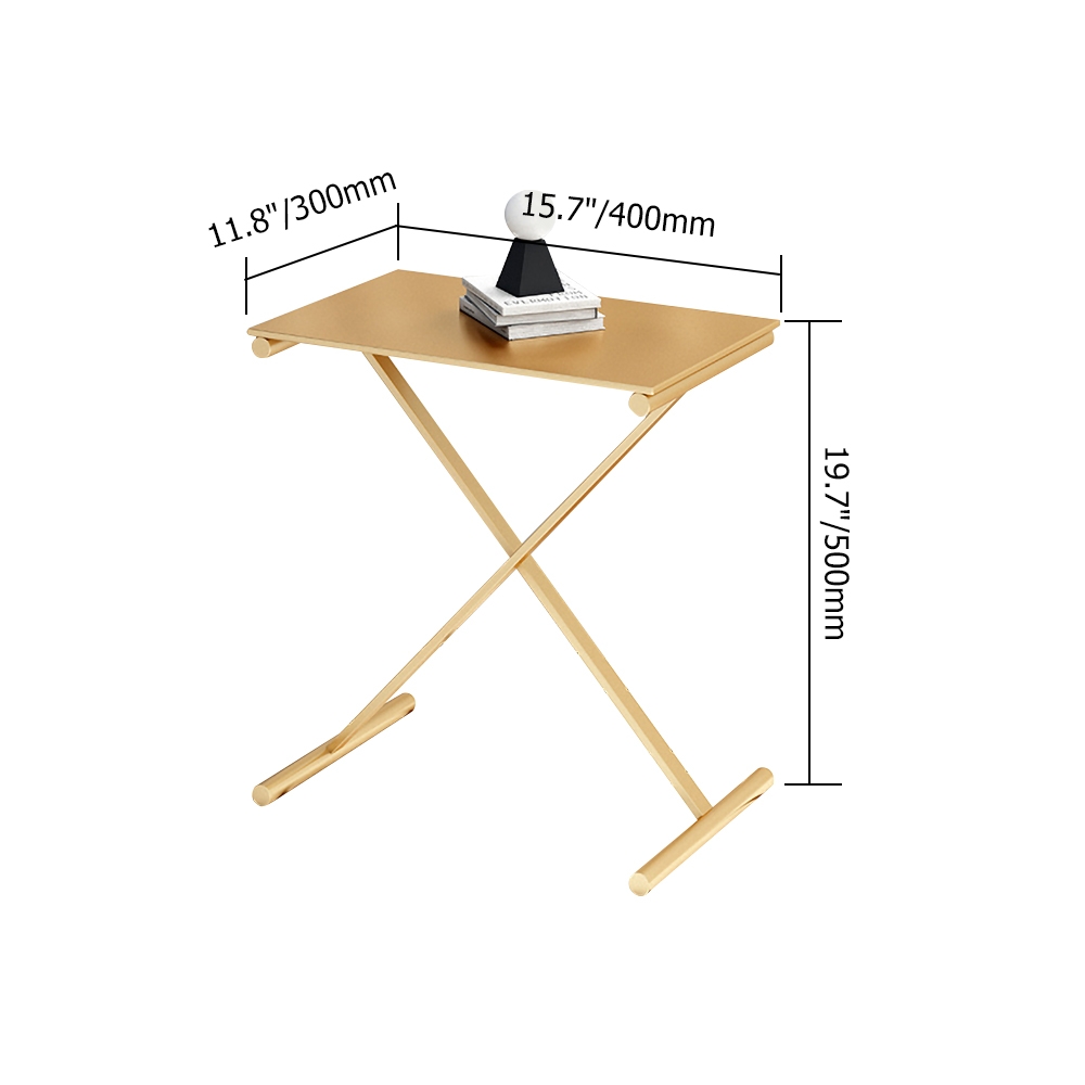Gold Rectangular Side Table Modern End Table Metal window image