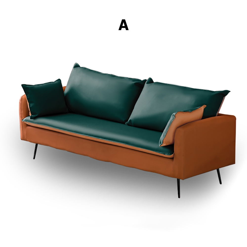 Canapé rembourré moderne en cuir 1680 mm avec pieds en métal noir, oreiller inclus image de fenêtre