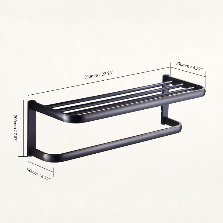 Classy Antique Black Solid Brass Wall Mount Towel Rack with Towel Bar window image