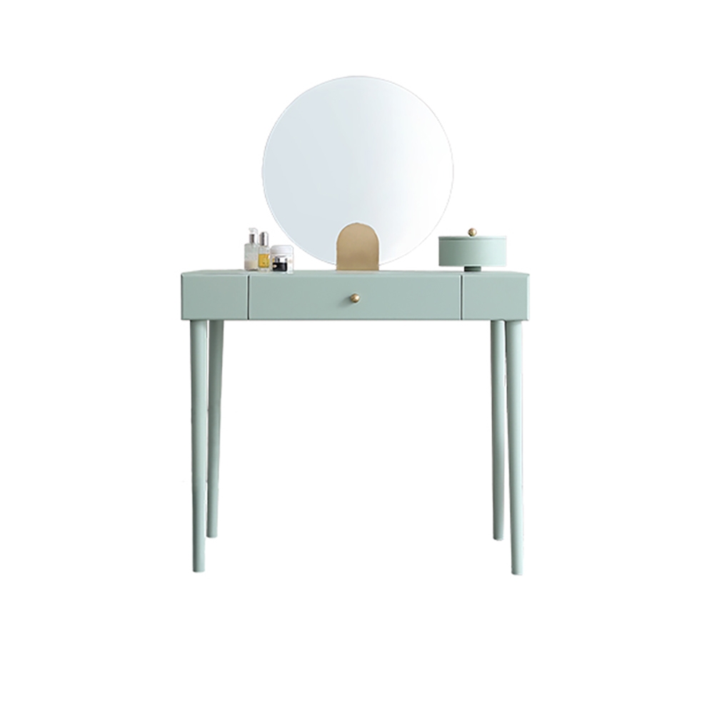 Moderne groene make-up kaptafel met lade en opbergdoos inclusief spiegel Vensterafbeelding