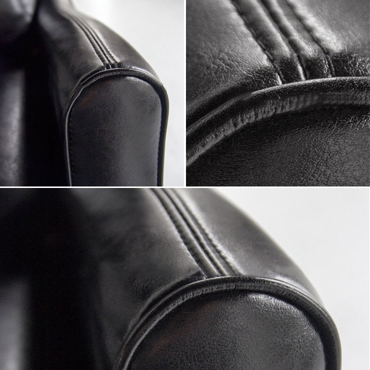 Contemporary Black Faux Leather Sofa Upholstered 3-Seat Sofa Hardwood Frame Foam Filled window image