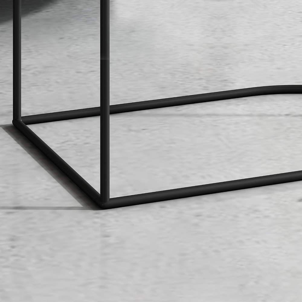 Modern Metal Side Table Black Side Table with Newspaper Rack window image