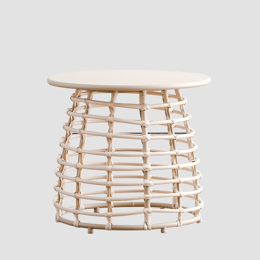 White Round End Table Modern Side Table window image
