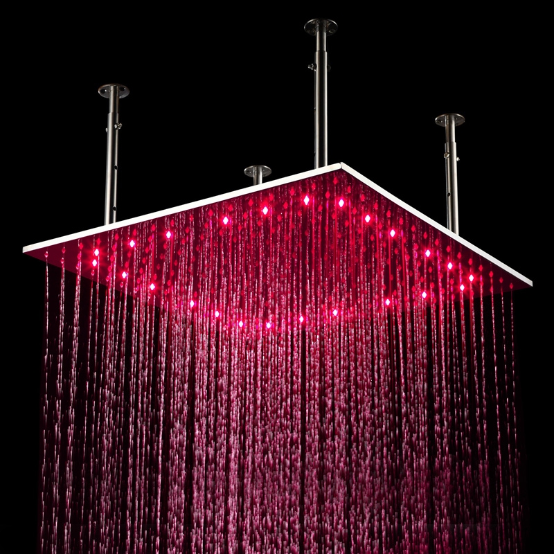 24" Modern LED Stainless Steel Ceiling Square Rain Shower Head in ...