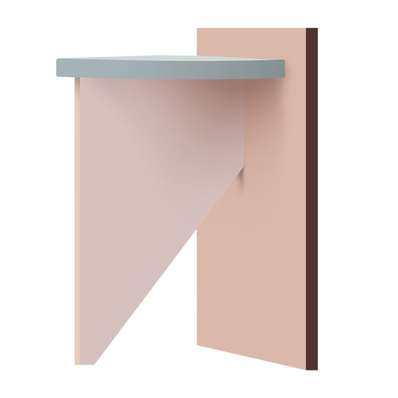 Modern Wood Side Table Half Round Colorful End Table Space Saving Style B window image