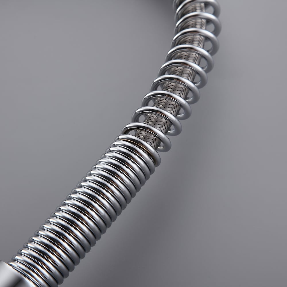 Trins LED Single-Handle Commercial Spring Kitchen Sink Faucet with Pull Down Spray Chrome window image