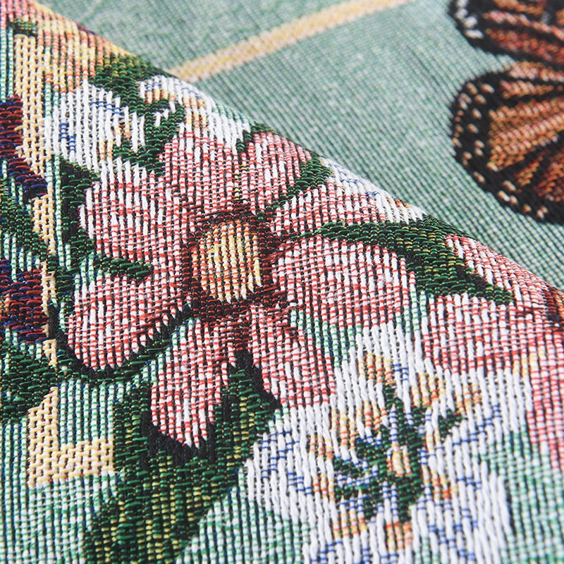 Pastoral Style Floral Embroidered Placemat Jacquard Fabric Blending Butterfly & Flower Placemats Set of 4 window image