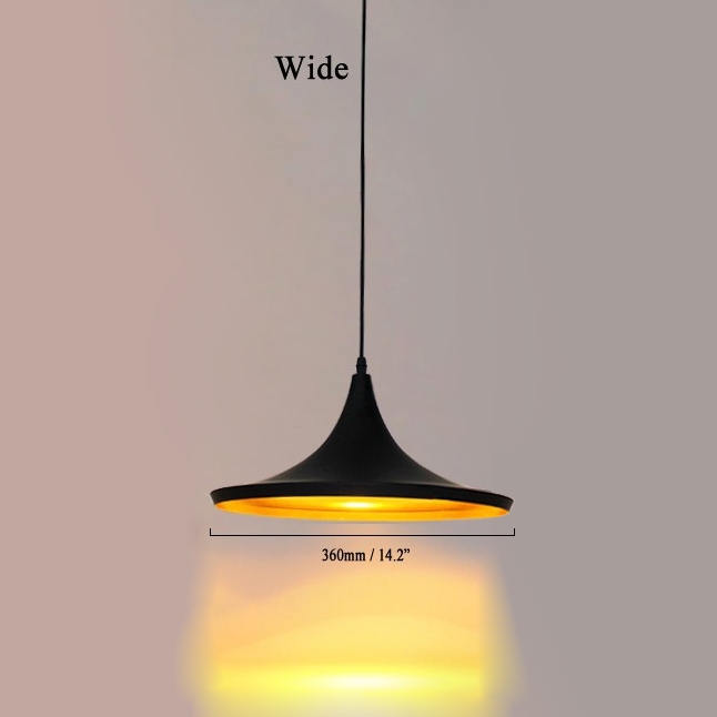 Aluminum Geometric Form Wide Single-Light Hanging Pendant Light Fixture in Black window image