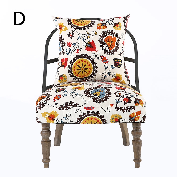 Retro Industrial Geometric Chair Armless Cocktail Chair Colorful Soft Fabric Slipper Chair with Back Pillow Style F window image