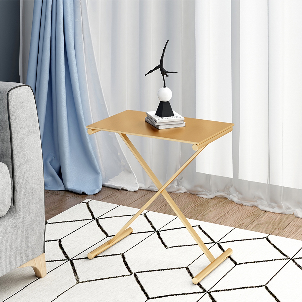 Gold Rectangular Side Table Modern End Table Metal window image