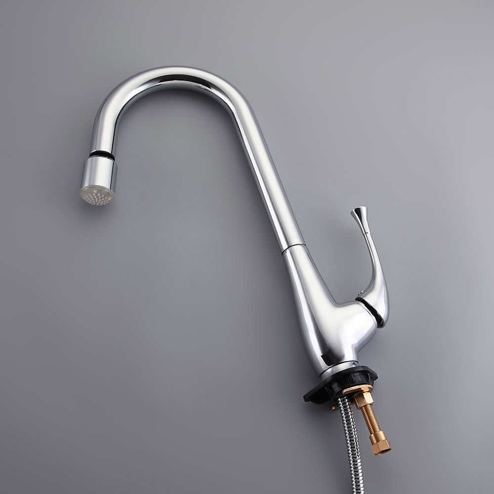 Peko LED Coloré Robinet Mitigeur de Cuisine avec Bec Pivotant Pull-down Arc Haut Levier Simple image de fenêtre