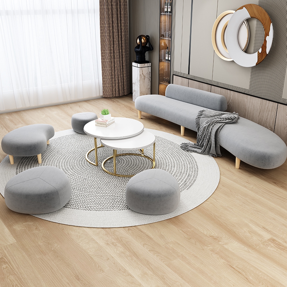 Modern 2400mm Upholstered Sofa Grey Velvet Couch 4-Seater Sofa Armless Sofa window image