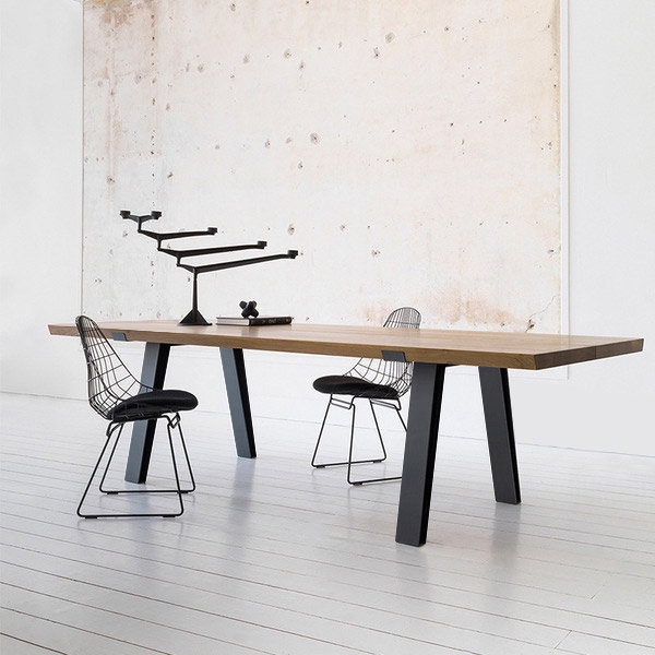 Industrial Style Rectangular Dining Table Solid Wood Tabletop with ...