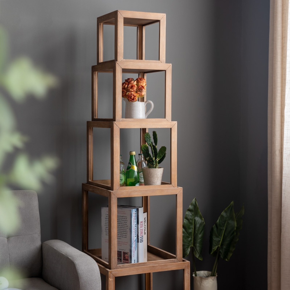 Convertible Cube Bookcase 5-Piece Display Wood Bookcase Storage window image