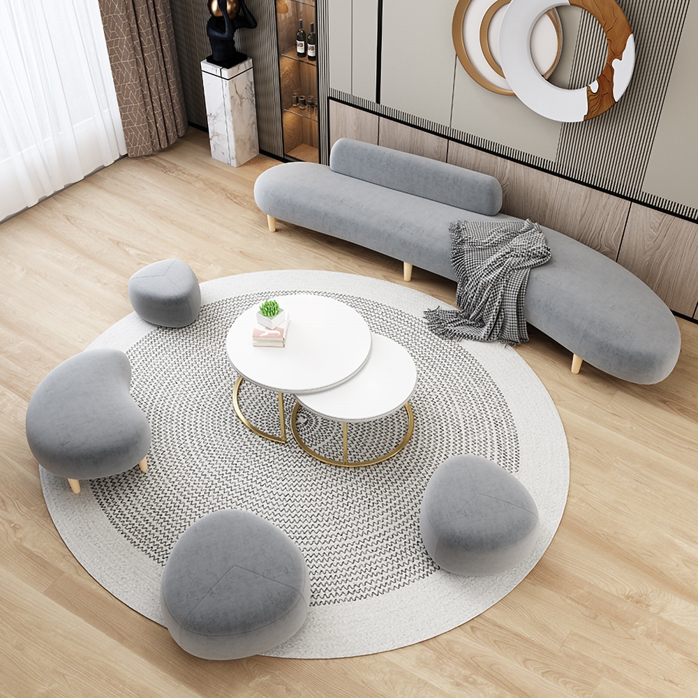 Modern 2400mm Upholstered Sofa Grey Velvet Couch 4-Seater Sofa Armless Sofa window image