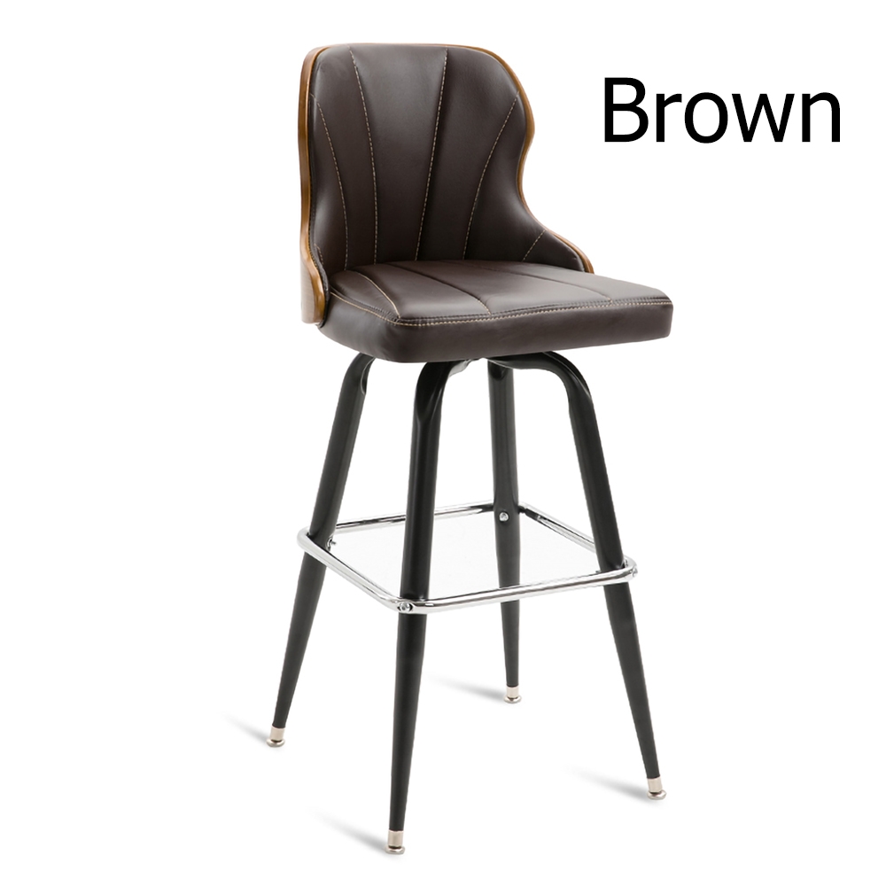Modern Rotatable 29" Upholstered Black PU Leather Bar Stool window image