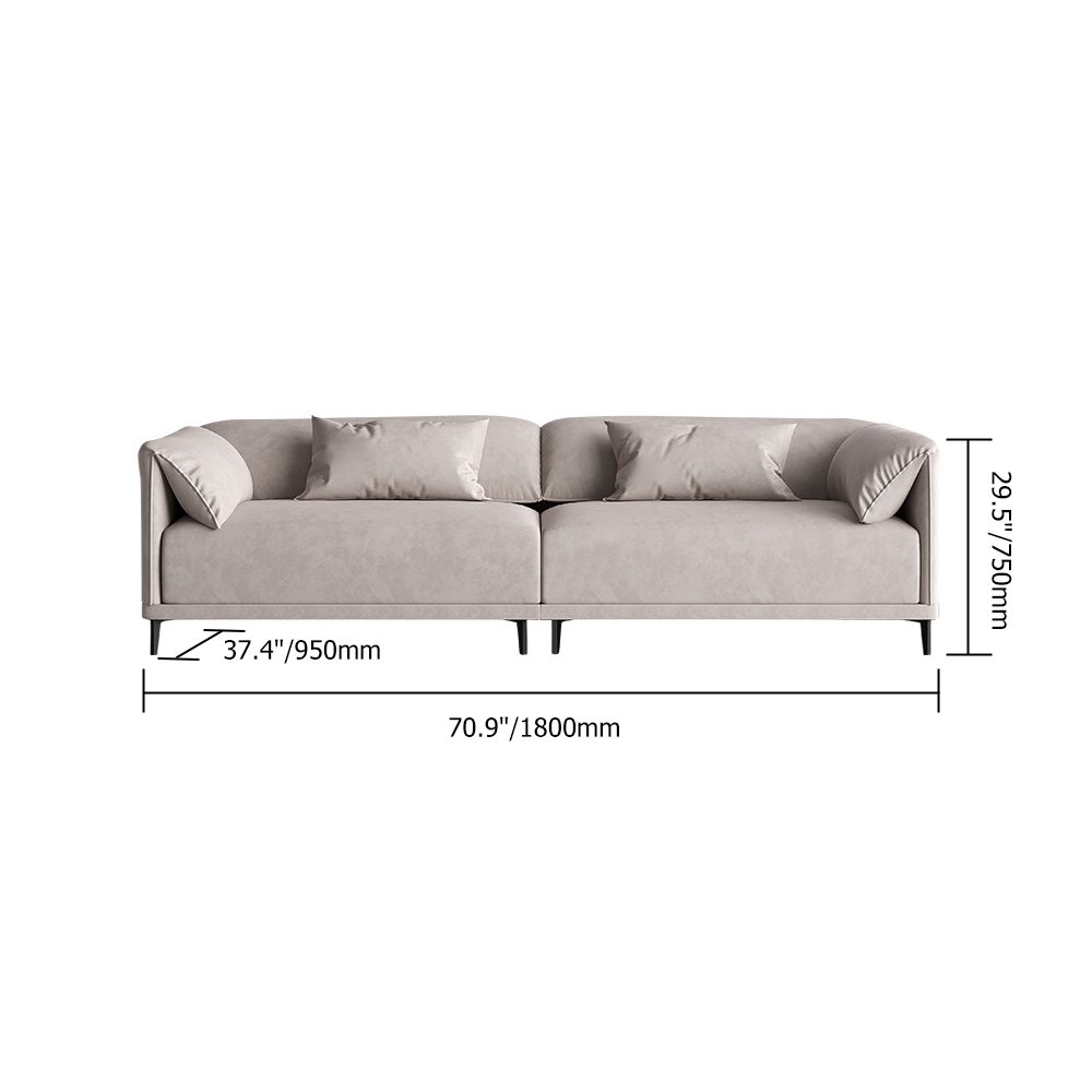 1800mm Grey Upholstered Sofa Modern Leath-Aire Black Legs window image