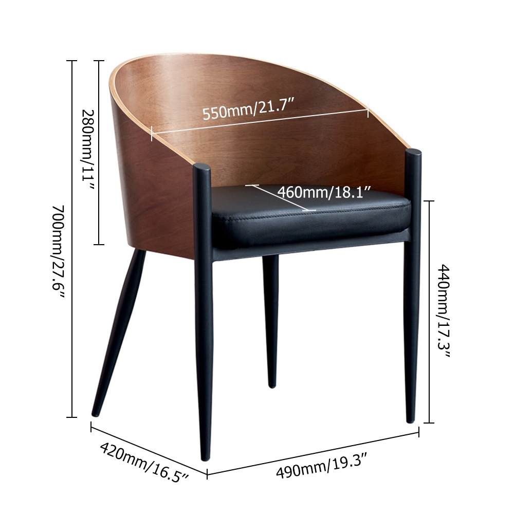 Modern High Backrest Dining Chair Upholstered Brown Faux Leather Dining Chair window image