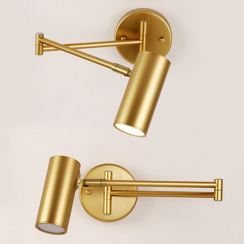 Gold Modern Swing Arm Indoor Wall Sconce 1 Light window image