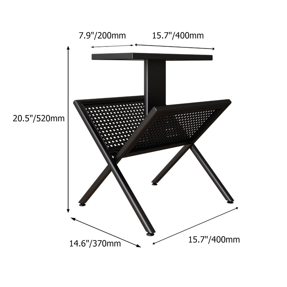 Modern Black Side Table with Storage Wooden Top End Table window image