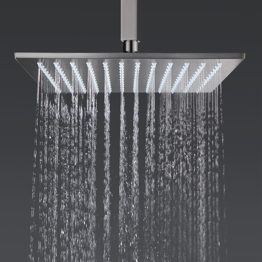 10" Solid Brass Single-Function Square Rainfall Shower Head Brushed Nickel window image